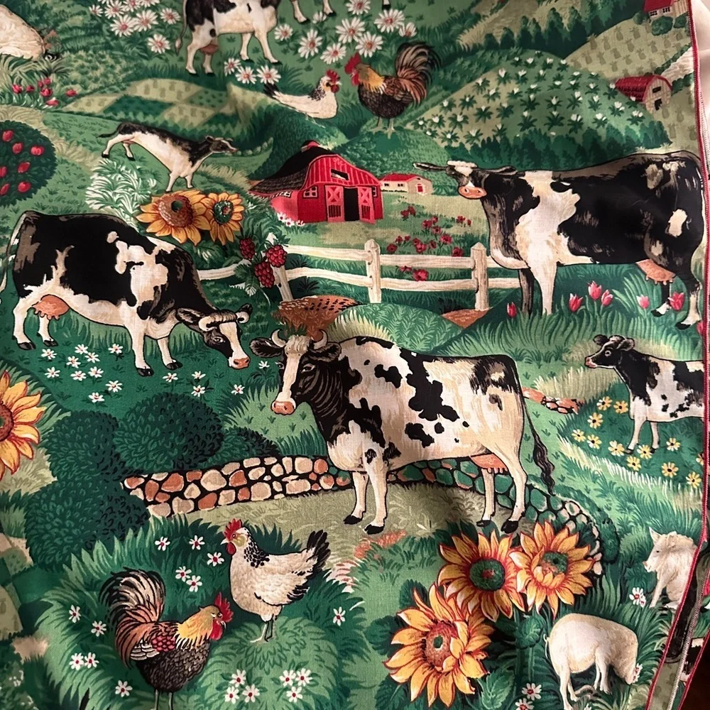 Farmhouse Animal Print Fabric with finished edge 108 by 44”